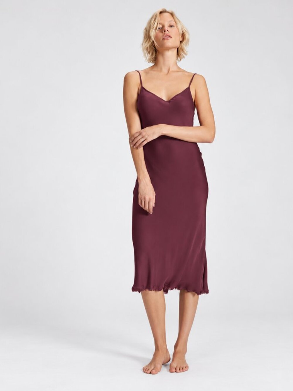 Nation LTD Sofia Burgundy Bias Cut Slip Dress Size S